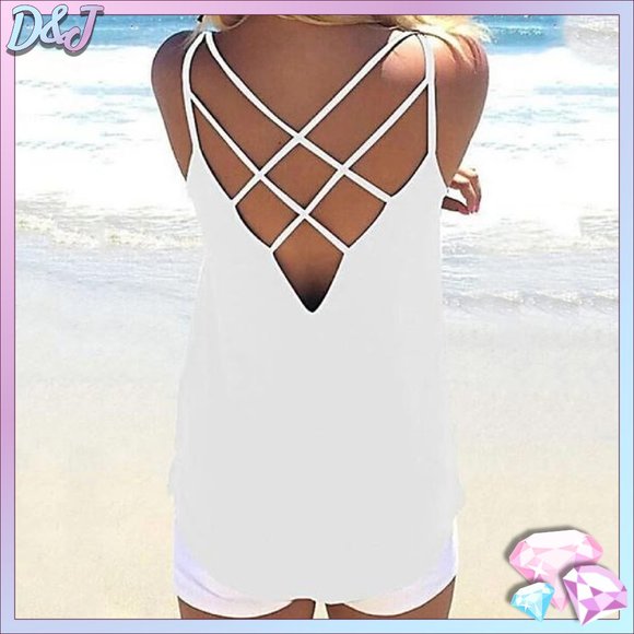Diamonds & Jules Tops - 💎✨White Criss Cross Back Cami
